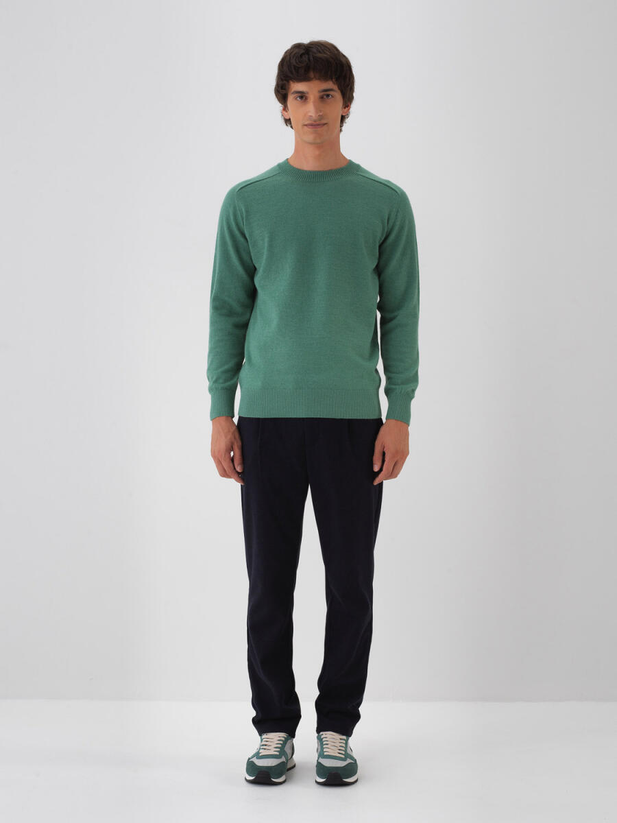 Wool Crew Neck Basic Sweater - 22