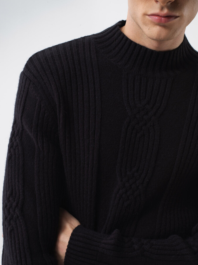 Wool Half-Turtleneck Sweater Black