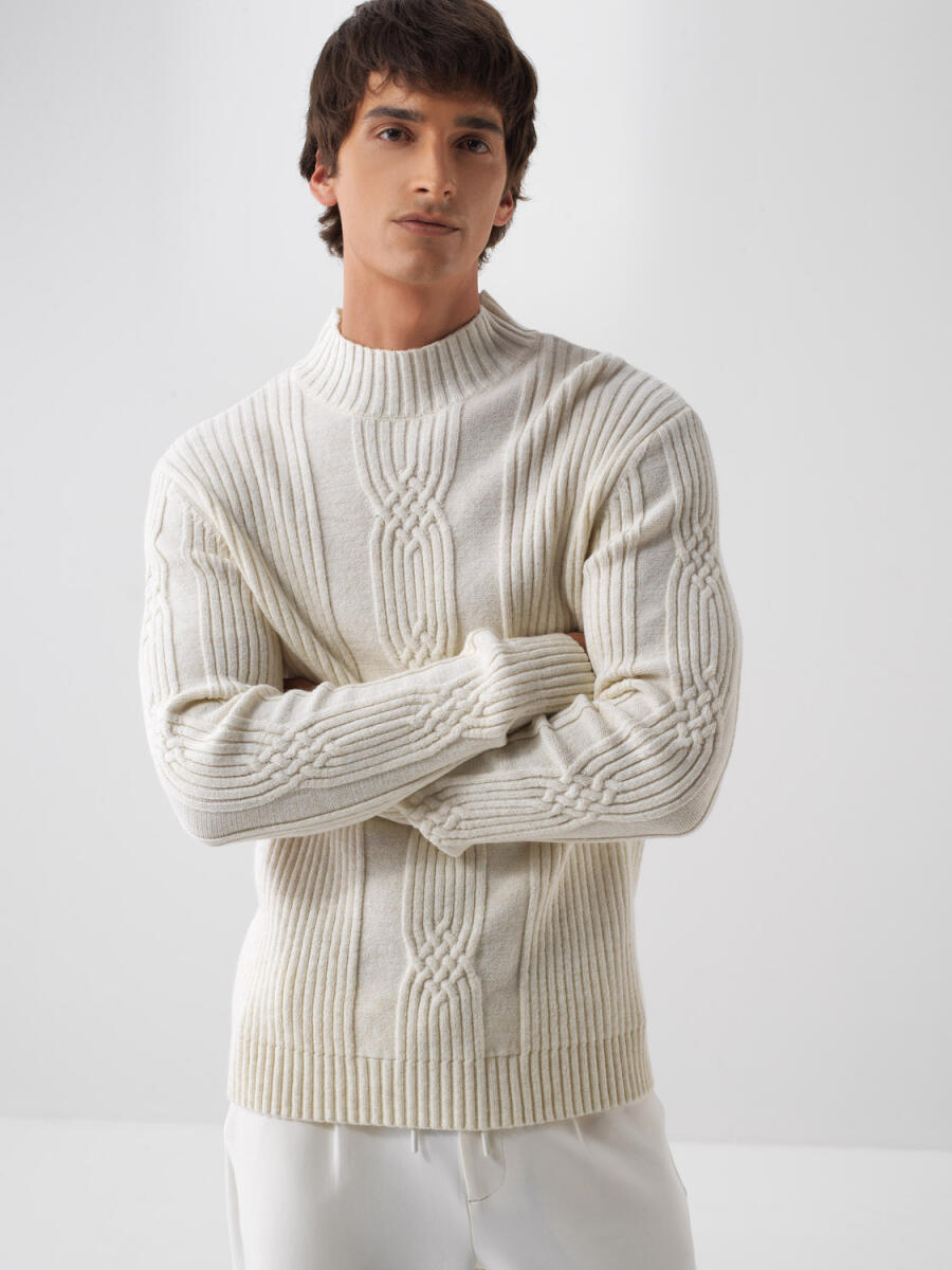 Wool Half-Turtleneck Sweater - 1