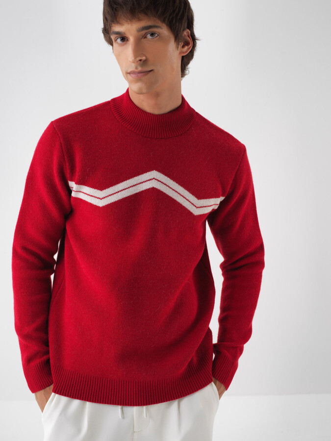 Wool Patterned Sweater Red