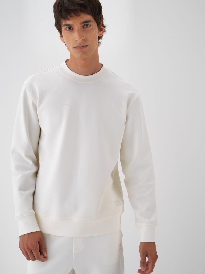 Cotton Basic Sweatshirt Ecru