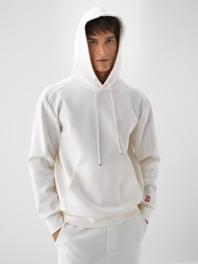 Cotton Hooded Sweatshirt Ecru