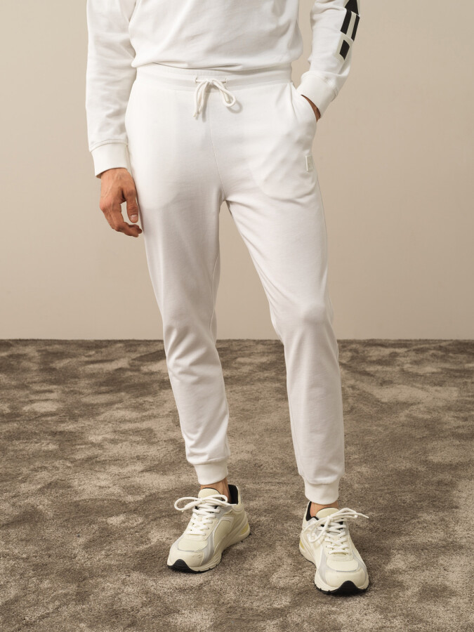 100% Cotton Regular Fit Sweat Pants White