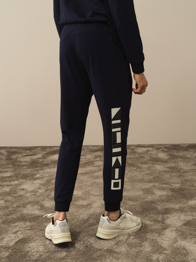 100% Cotton Regular Fit Sweat Pants Navy Blue Melange