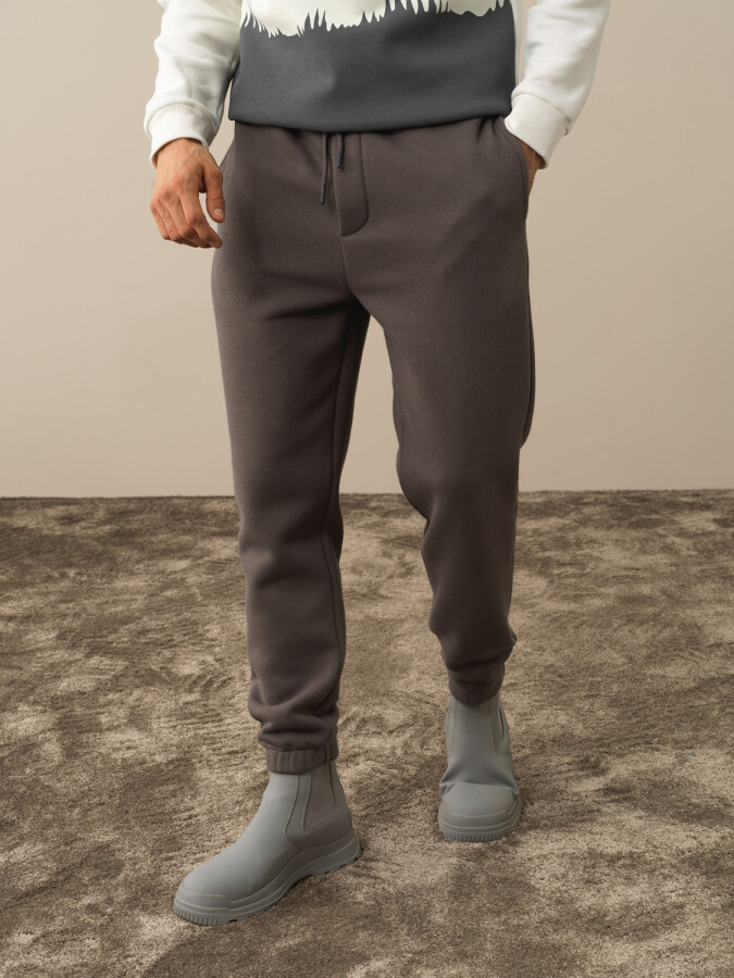 Cotton Regular Fit Basic Sweat Pants Gray