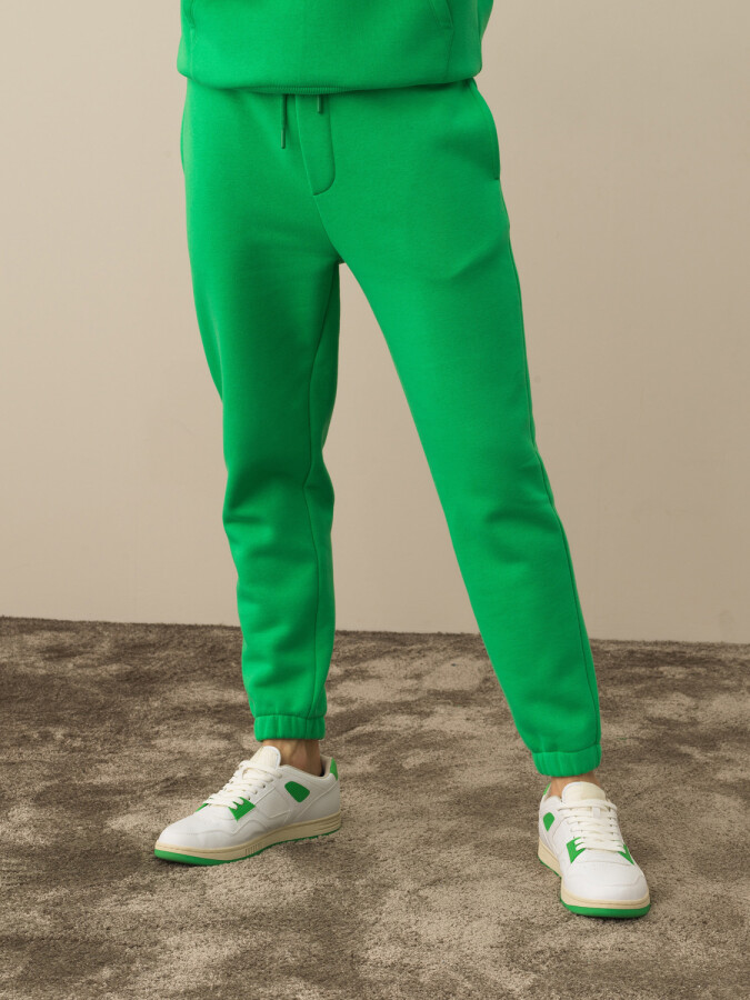 Cotton Regular Fit Basic Sweat Pants Green