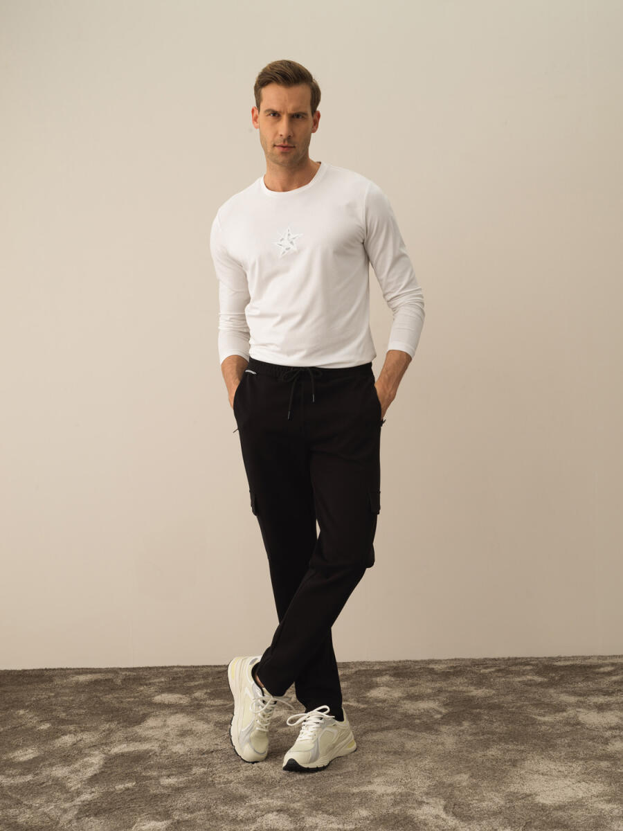 Cotton Regular Fit Cargo Sweat Pants - 3