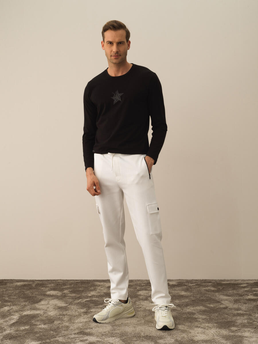 Cotton Regular Fit Cargo Sweat Pants - 6