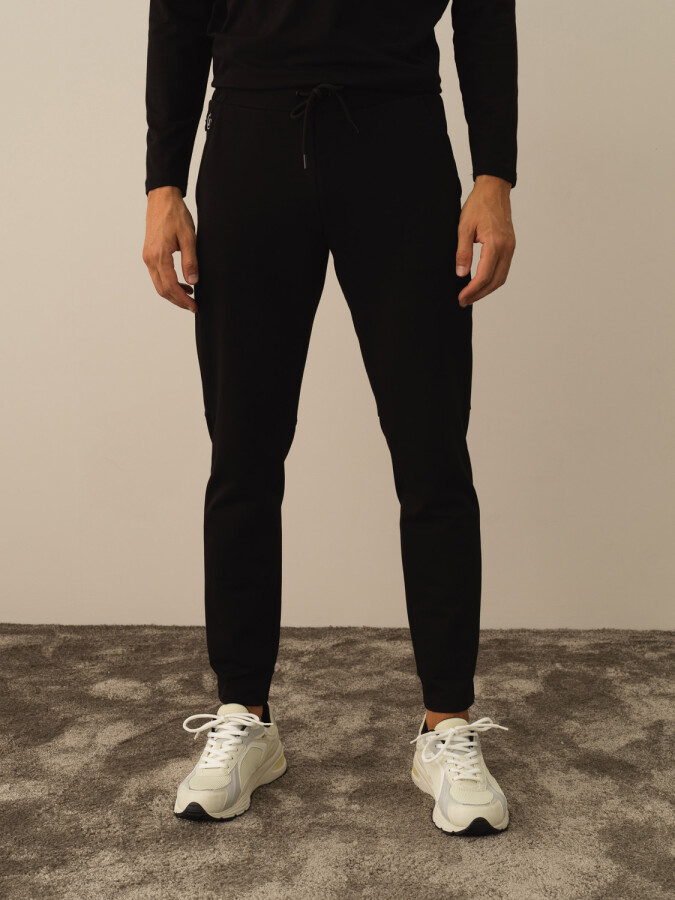 Cotton Slim Fit Sweat Pants Black