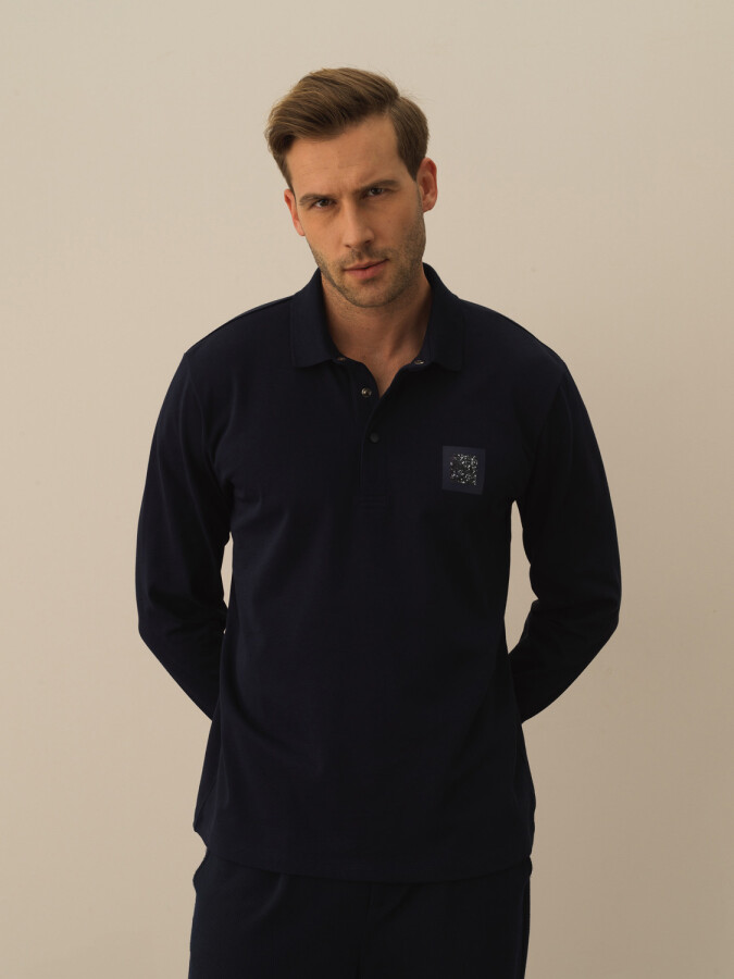 100% Cotton Regular Fit Polo T-Shirt Navy Blue Melange