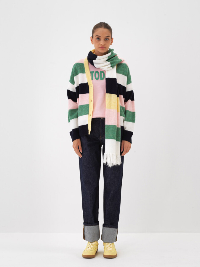 Mohair Colorful Striped Cardigan - Xint (1)