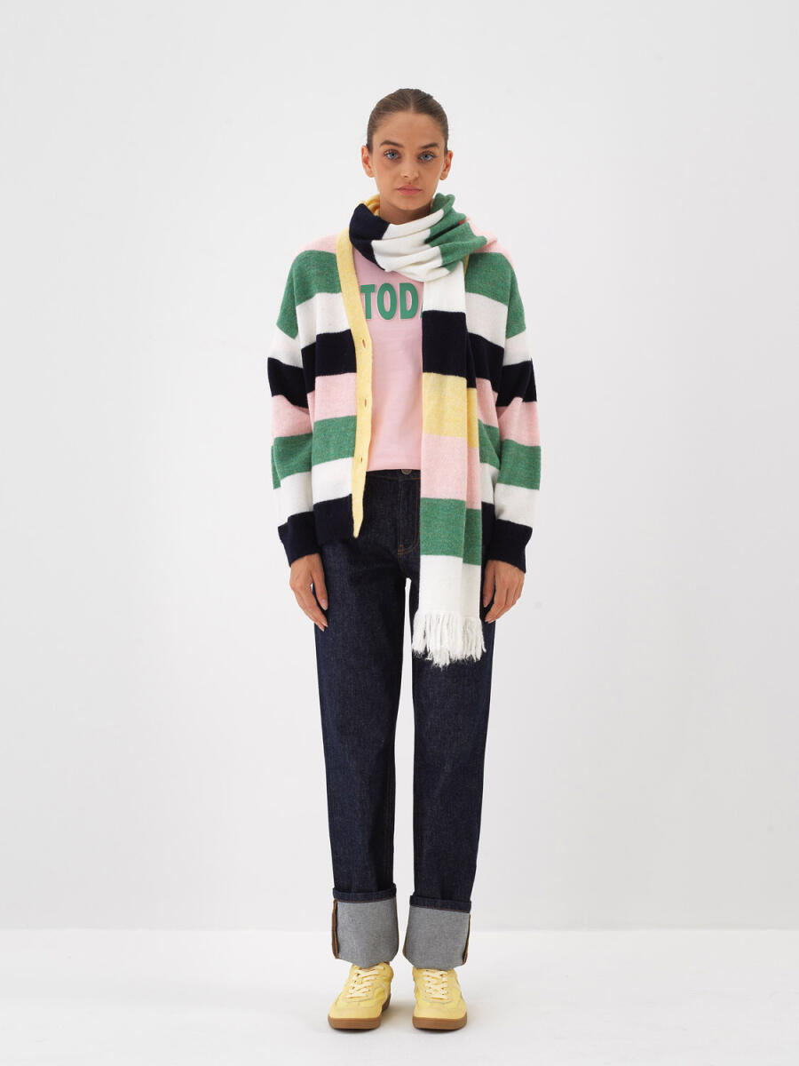 Mohair Colorful Striped Cardigan - 2