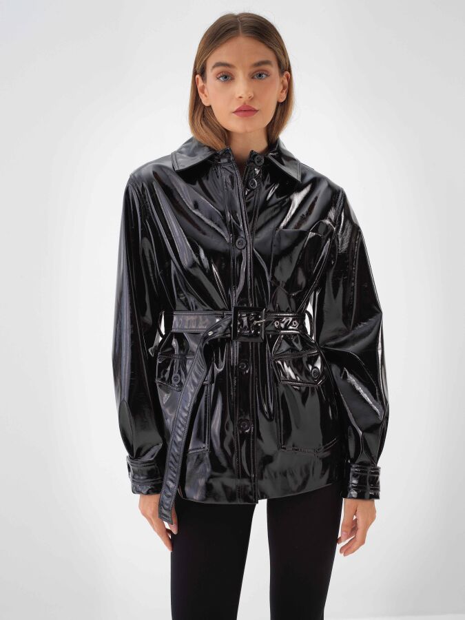 Leather Look Coat - Xint