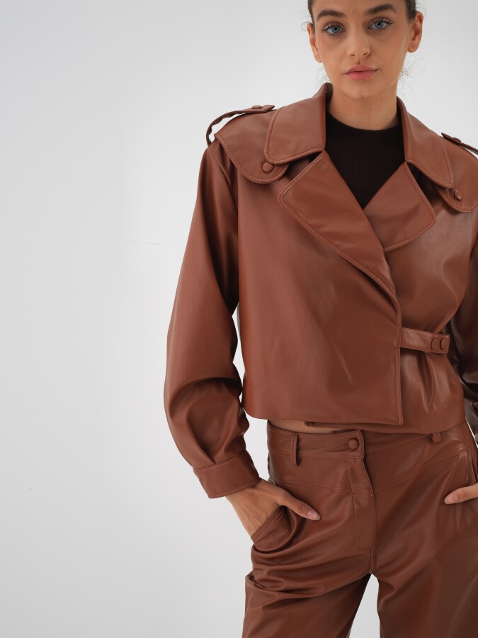 Leather Look Coat - Xint