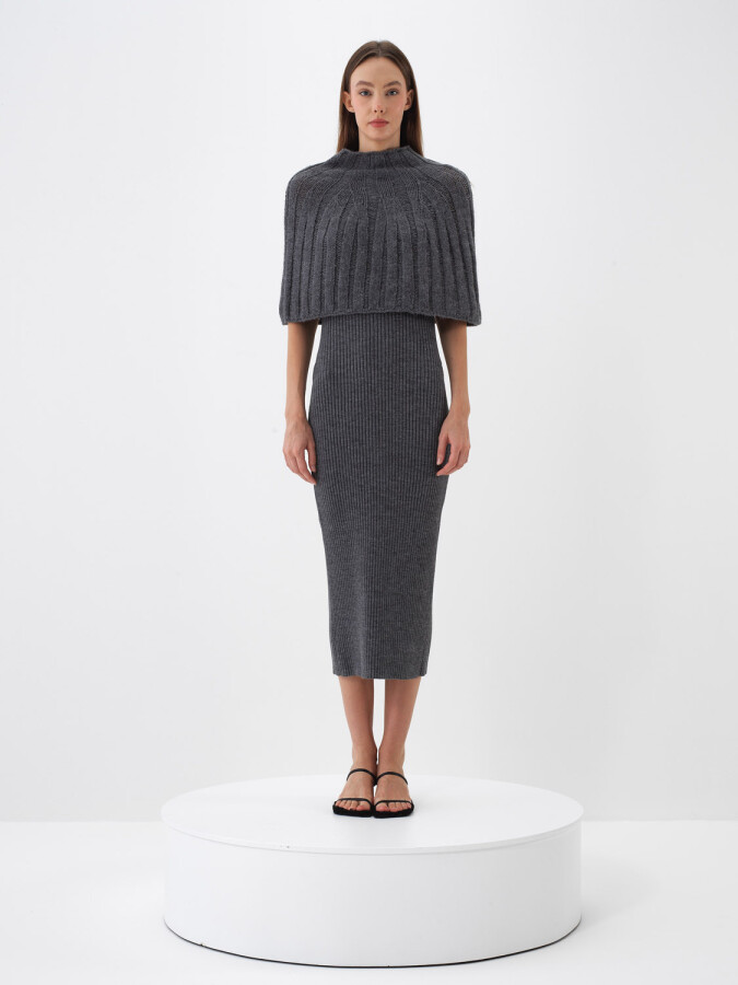 Wool Plain Dress Anthracite