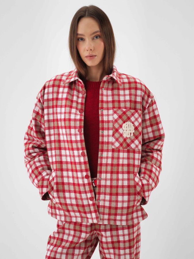 Plaid Patterned Coat - Xint