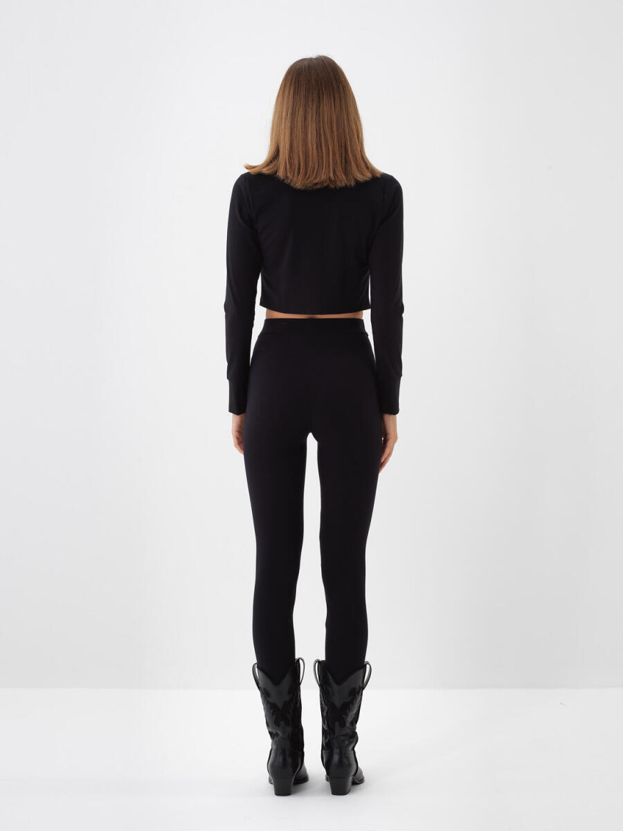 Plain Leggings with Belt Detail - 5