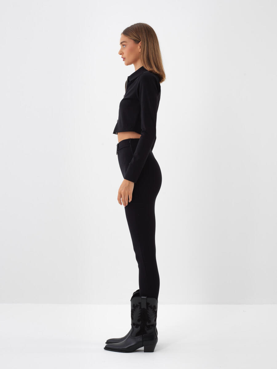 Plain Leggings with Belt Detail - 4