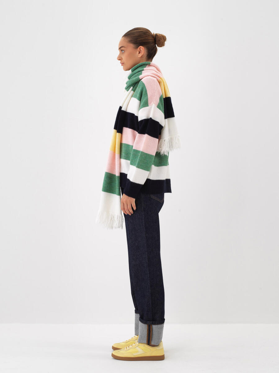 Striped Mohair Scarf - 4