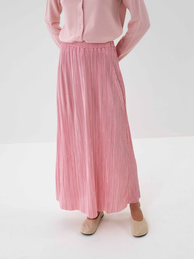 Plain Pleated Skirt Pink