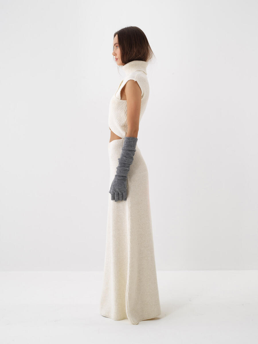 Wool Plain Long Skirt - 4