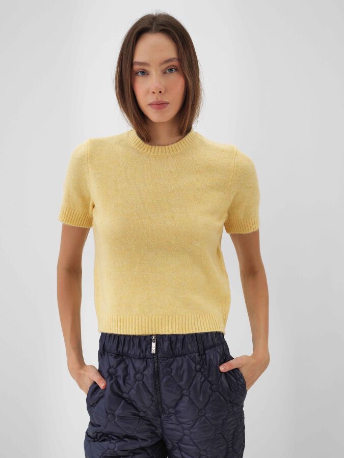 Basic Mohair Short Sleeve Sweater Yellow