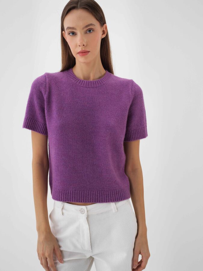 Basic Mohair Short Sleeve Sweater - Xint