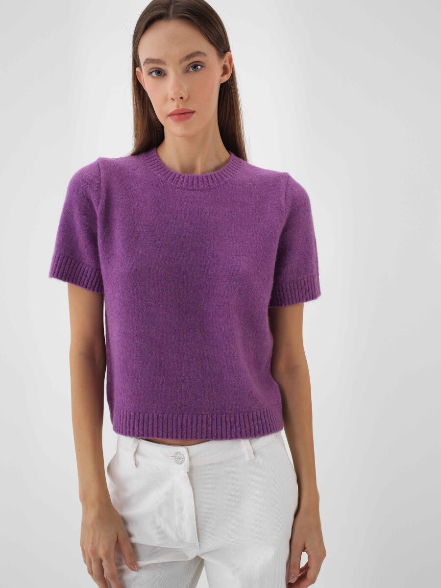 Basic Mohair Short Sleeve Sweater - 1