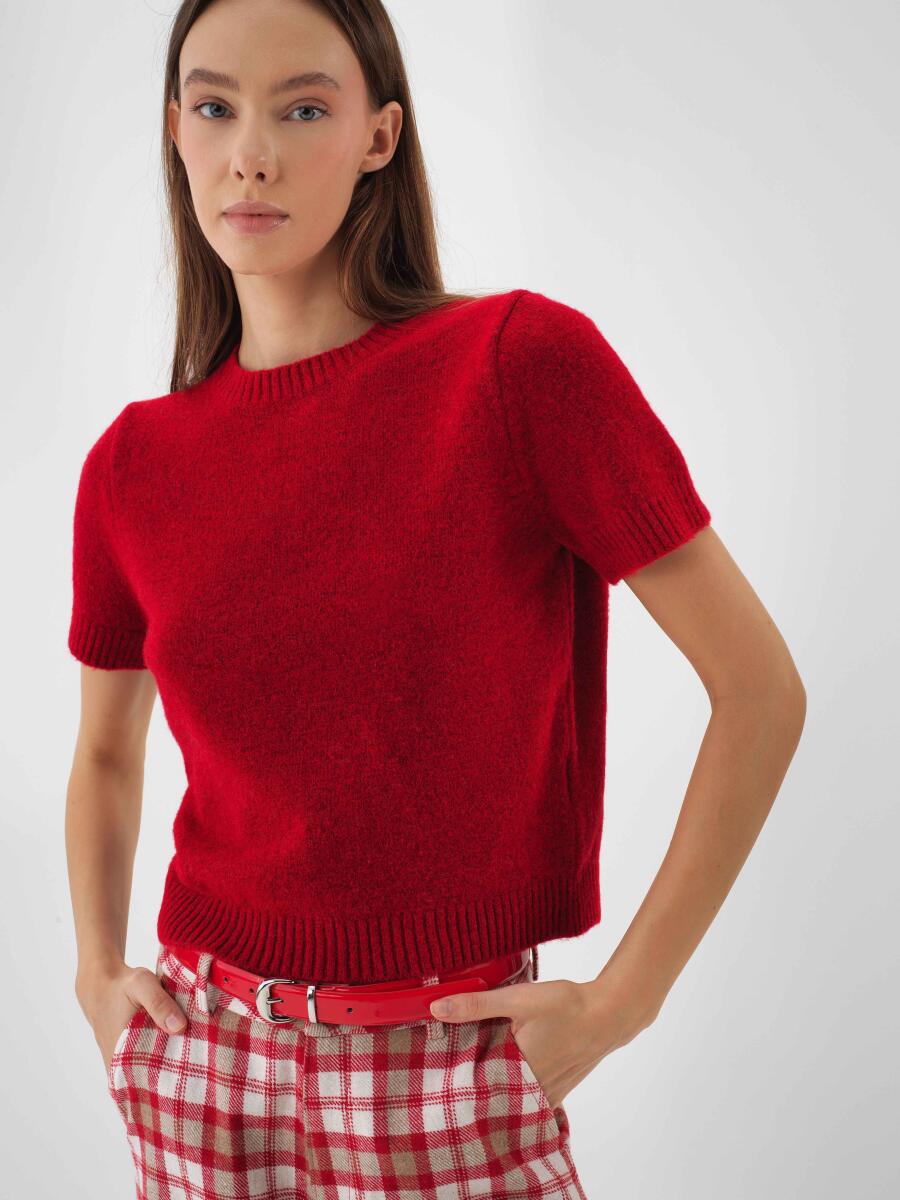 Basic Mohair Short Sleeve Sweater - 6