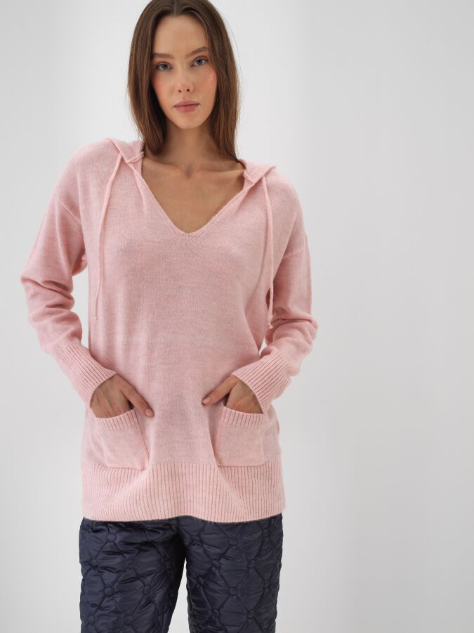 Mohair Hooded Sweater Pink