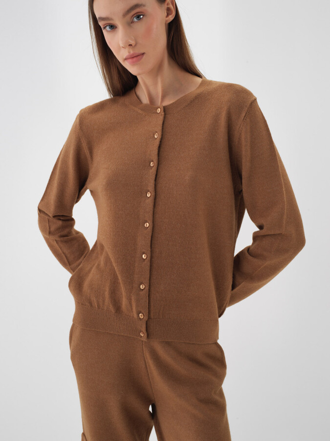 Wool Basic Cardigan Camel