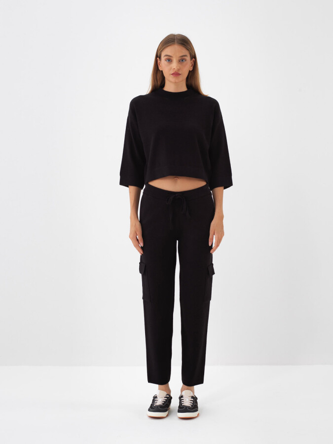 Wool Basic Plain Sweater Black