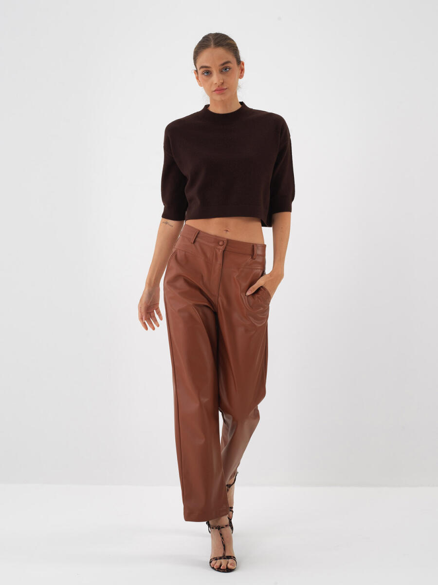 Wool Basic Plain Sweater - 3