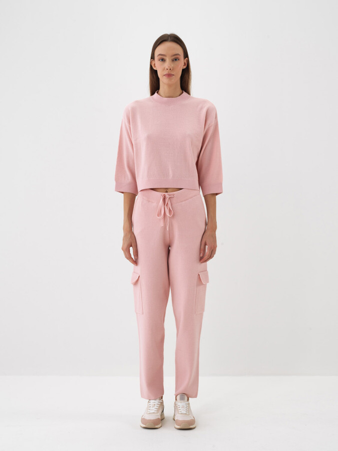 Wool Basic Plain Sweater Pink