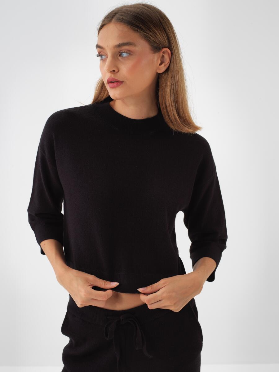 Wool Basic Plain Sweater - 6