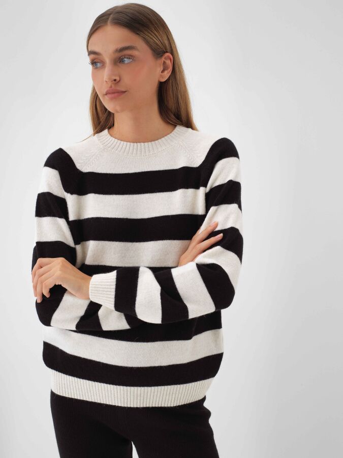 Wool Striped Sweater Black