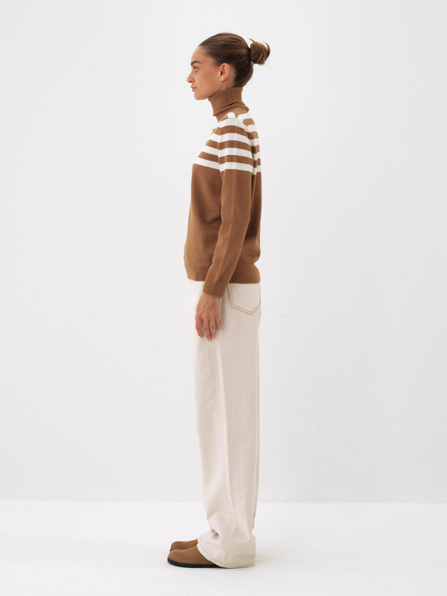 Wool Striped Turtleneck Sweater - 4