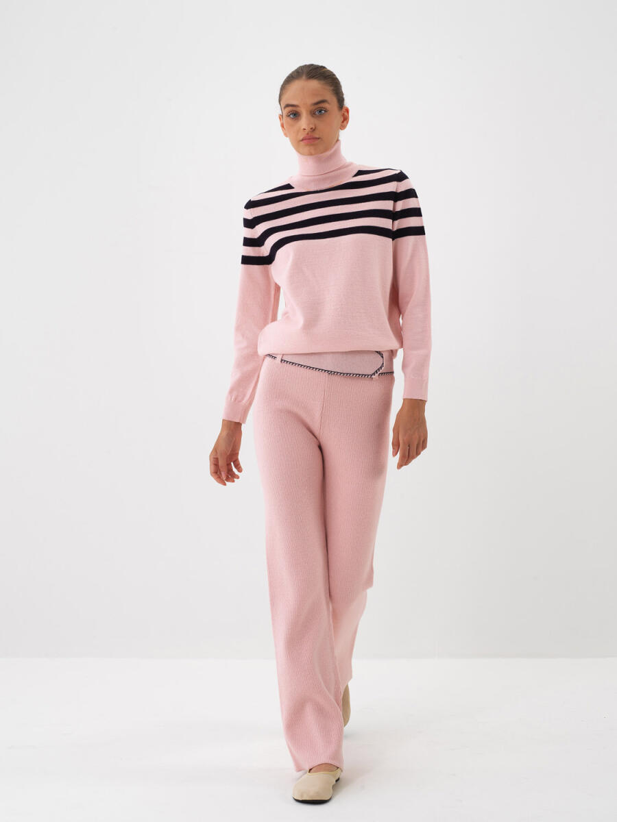 Wool Striped Turtleneck Sweater - 7