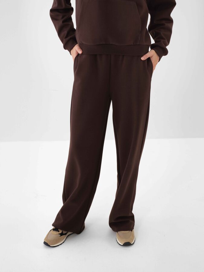 Plain Cotton Sweatpants Brown