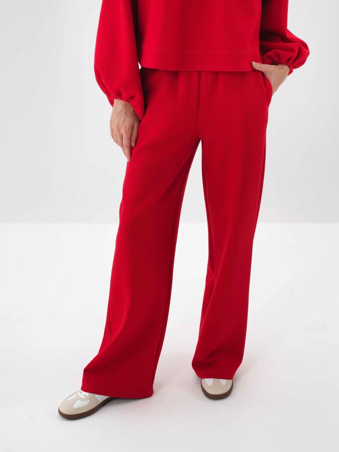 Plain Cotton Sweatpants Red