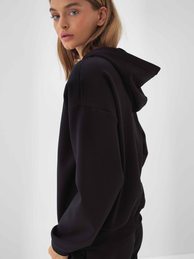 Plain Cotton Sweatshirt Black