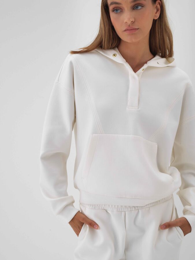 Plain Cotton Sweatshirt Ecru