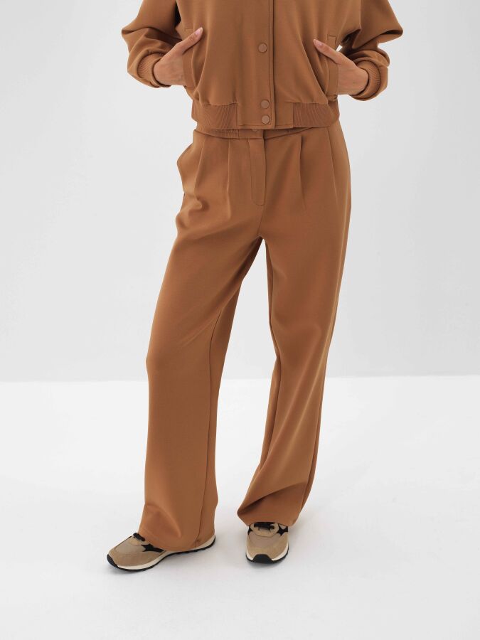 Plain Cotton Sweatpants Camel