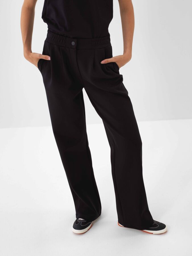 Plain Cotton Sweatpants Black