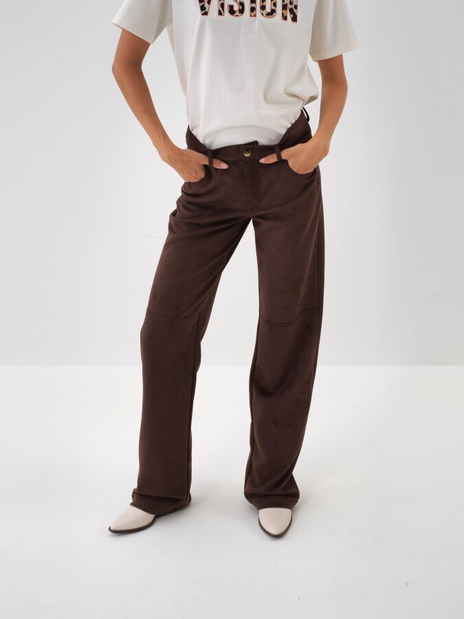 Suede Look Plain Pants - Xint