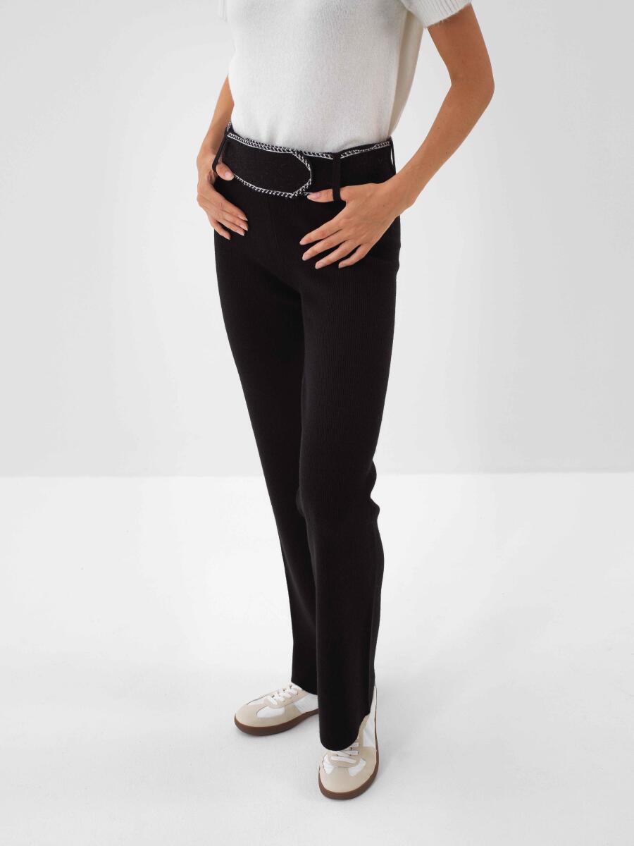 Wool Plain Pants - 1