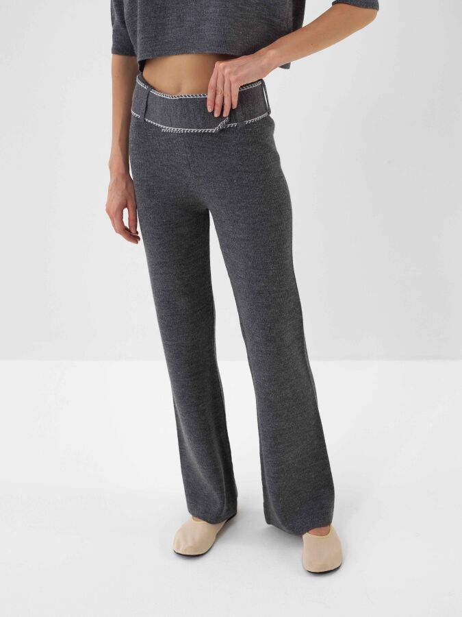 Wool Plain Pants Anthracite