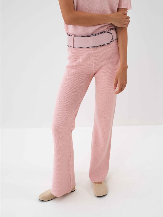 Wool Plain Pants Pink