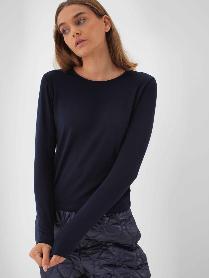 Modal Cotton Basic T-Shirt Navy Blue Melange