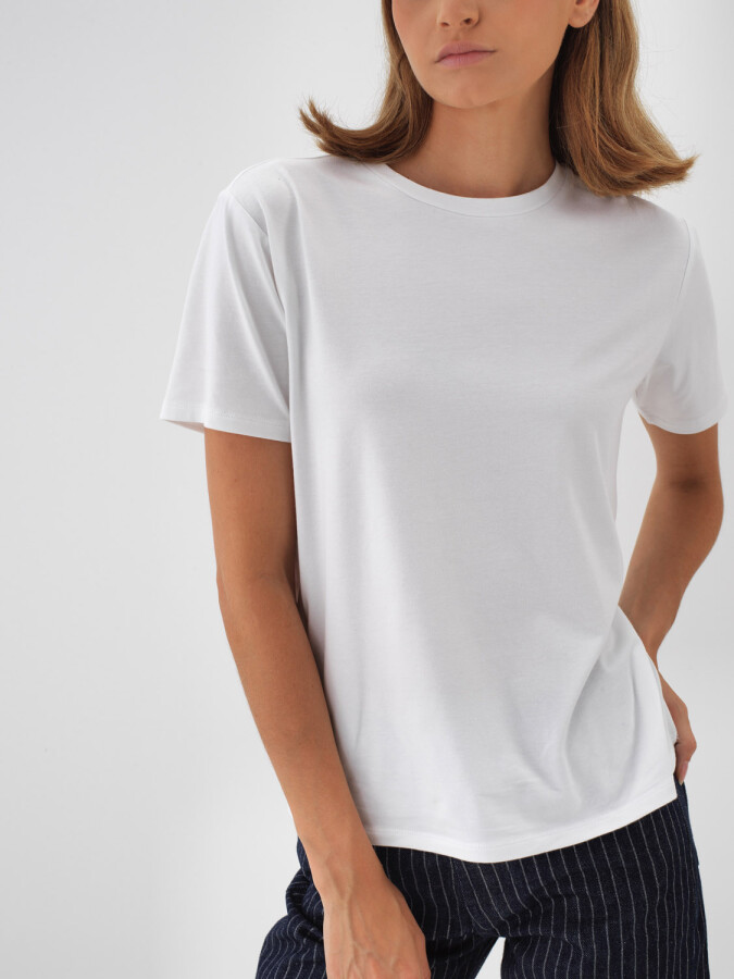 Modal Cotton Basic T-Shirt White